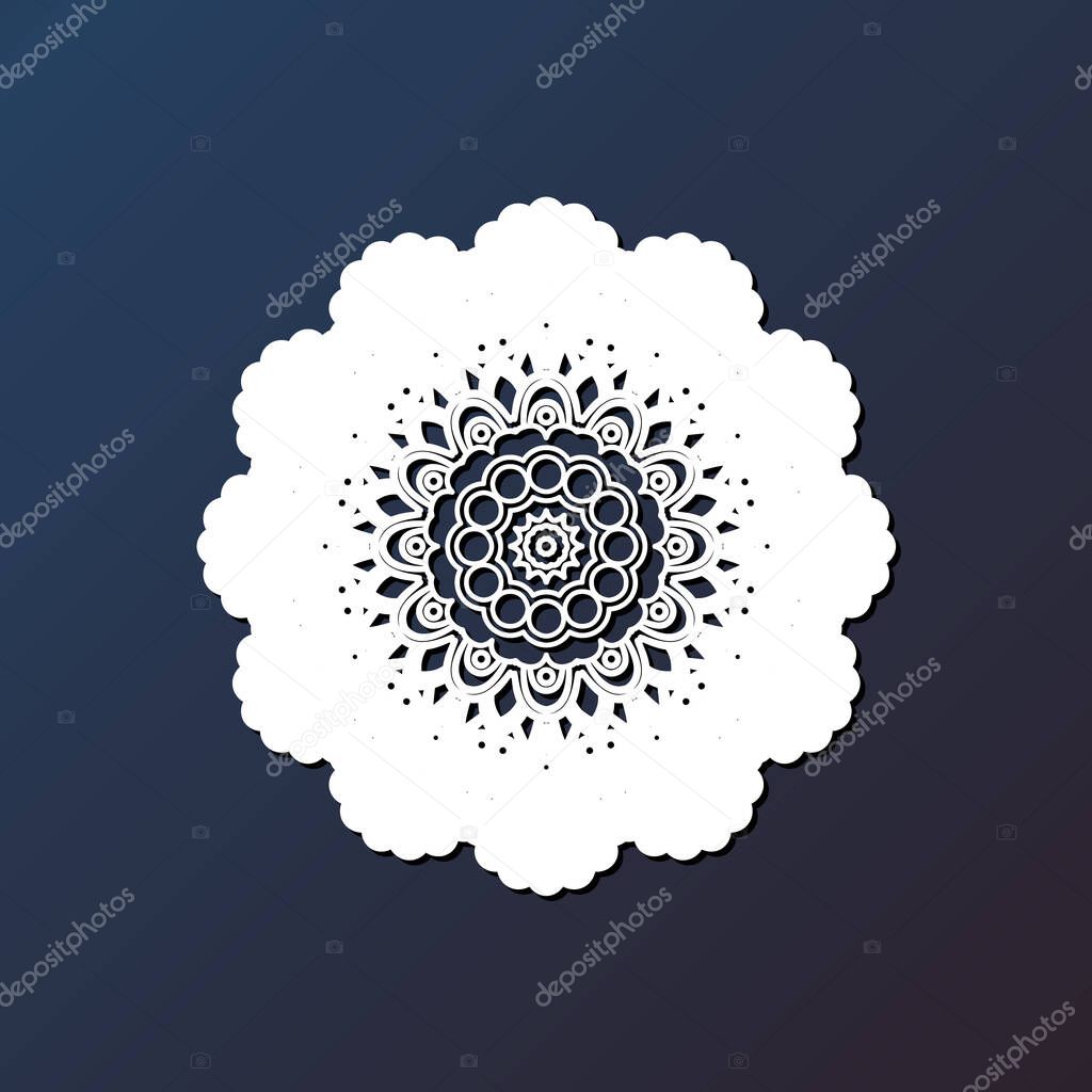 Template laser cutting mandala from paper, plywood, iron CNC silhouette ornament. esp