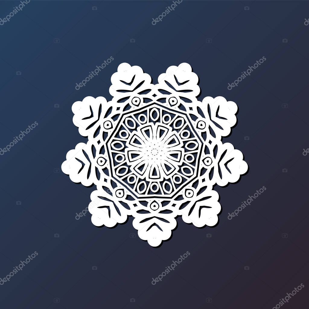 Template laser cutting mandala from paper, plywood, iron CNC silhouette ornament. esp