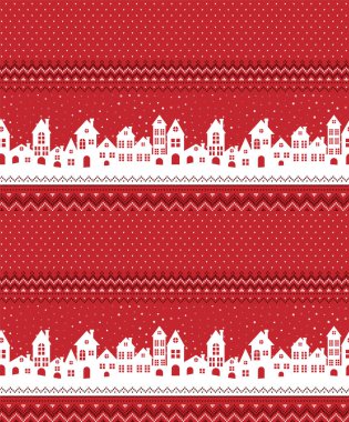 Noel ve Yeni Yıl şablonu. Yün örgü süveter tasarımı. Duvar kâğıdı kaplama tekstil baskısı. 10 saniye.