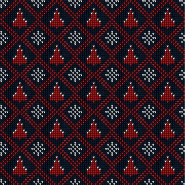 Noel ve Yeni Yıl şablonu. Yün örgü süveter tasarımı. Duvar kâğıdı kaplama tekstil baskısı. 10 saniye.