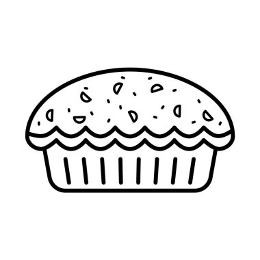 Beyaz arkaplanda izole edilmiş ana hatlı elmalı turta ikonu. esp