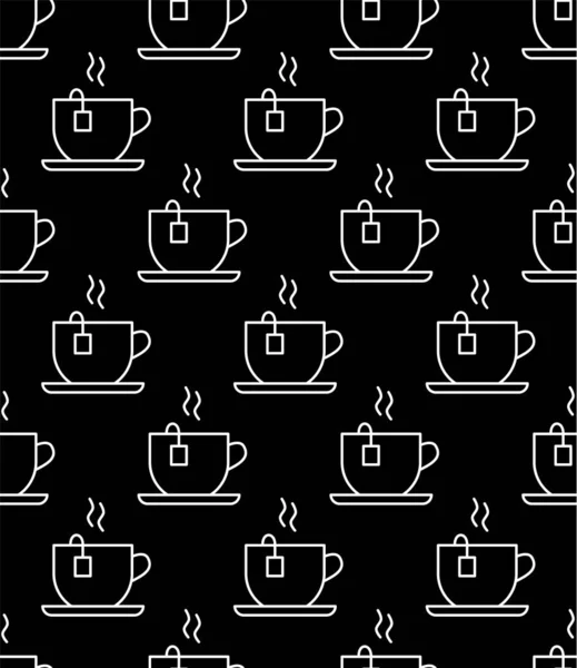 Coffee Cup Seamless Pattern Sketch Tea Coffee Cups Hot Drinks — Stock Vector