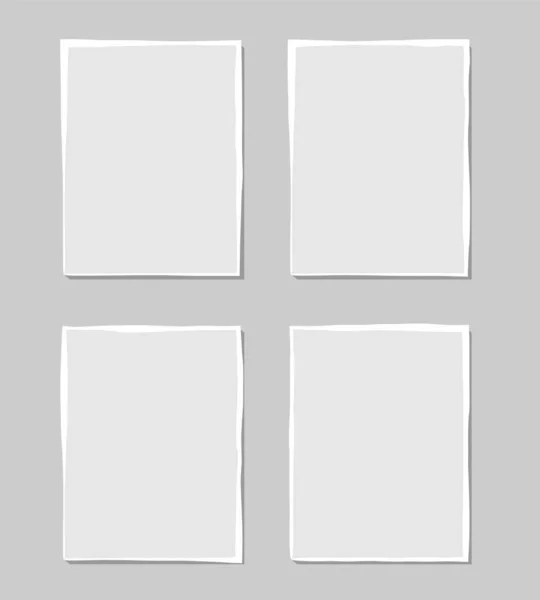 引き裂かれた白いノートのセット 灰色の背景に隔離された様々な形の引き裂かれた紙のスクラップ ベクトルイラスト Eps — ストックベクタ