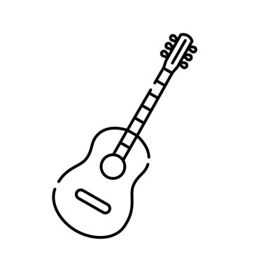 Taslak, beyaz arkaplanda izole edilmiş basit vektör gitar simgesi. esp
