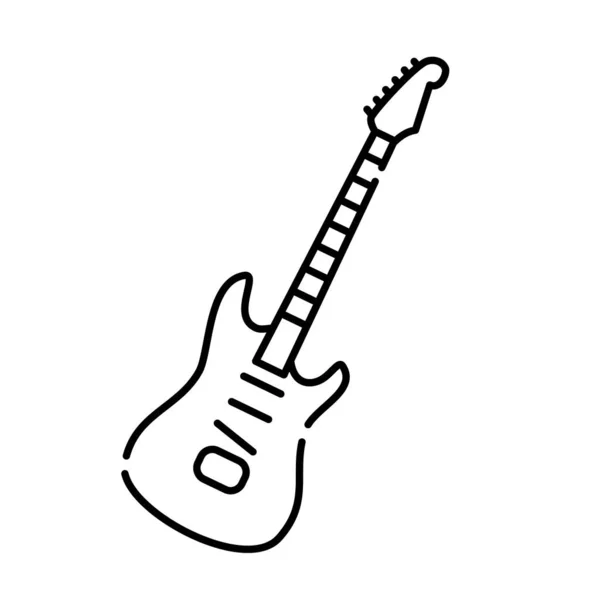 Contour Icône Simple Guitare Électrique Vectorielle Isolée Sur Fond Blanc — Image vectorielle