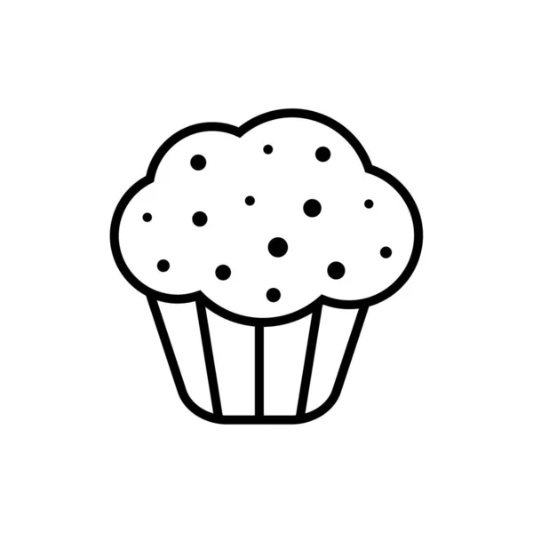 アウトライン 白い背景に隔離された単純なベクトルカップケーキアイコン 第10話 — ストックベクタ
