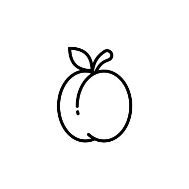 Taslak, beyaz arkaplanda izole edilmiş basit vektör şeftali simgesi. 10 saniye.