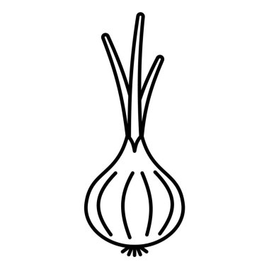 Ana hatları, beyaz arkaplanda izole edilmiş basit soğan ikonu vektörü. 10 saniye.