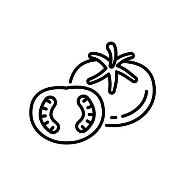 Zarys Prosty Wektor Ikona Pomidora Izolowane Białym Tle Eps — Wektor stockowy