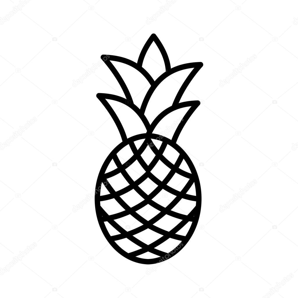 Outline, simple vector pineapple icon isolated on white background. eps 10
