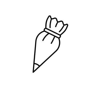 Taslak, basit vektör pasta torbası simgesi beyaz arkaplanda izole edilmiş. 10 saniye.