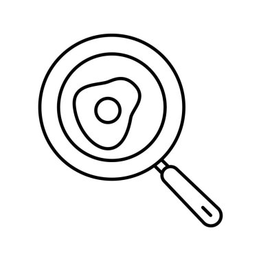 Taslak, beyaz arka planda yumurta ikonu olan basit vektör kızartma tavası. 10 saniye.