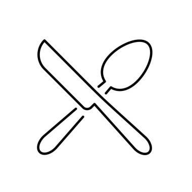 Taslak, basit vektör kaşık ve bıçak ikonu beyaz arkaplanda izole edilmiş. 10 saniye.