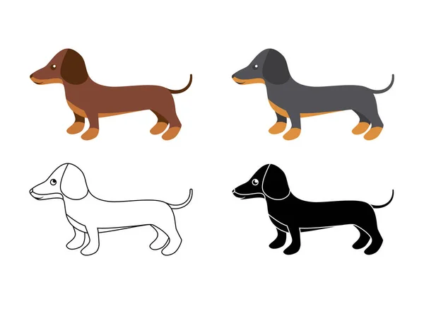 Vector Illustration Dachshund Print Web Design White Background — Stock Vector