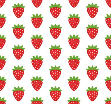 Beyaz arkaplandaki çileklerdeki vektörsüz desen...