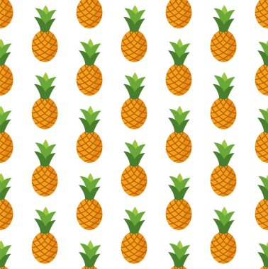 Beyaz arkaplandaki ananaslarda vektörsüz desen