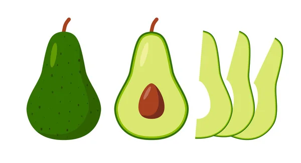 Pictograma Vectorială Avocado Izolată Fundal Alb Stil Plat Desene Animate — Vector de stoc