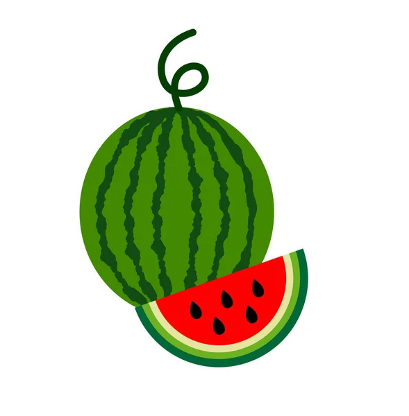 Wassermelonen Vektor Symbol Auf Weißem Hintergrund Flach Cartoon Stil Für — Stockvektor