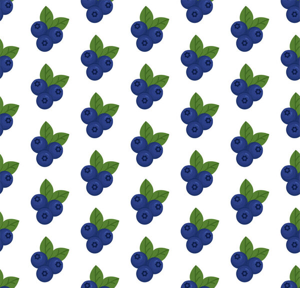 Vector seamless pattern in blueberries on a white background eps