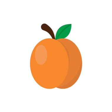 Şeftali Simgesi Beyaz Arkaplan Düz Biçim Yazdırma Web Tasarımı