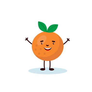 Mandarin şirin karakteri, beyaz arka planda izole edilmiş çizgi film tarzındaki çocuklar için çizimler