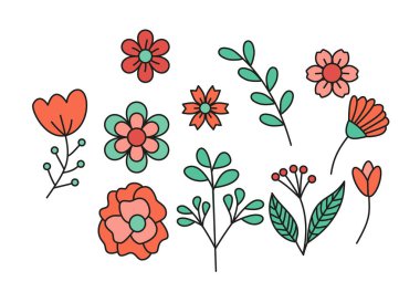 El çizimi çiçekler ve yeni bir tasarım bırakıyor. Vektör illüstrasyonu 10