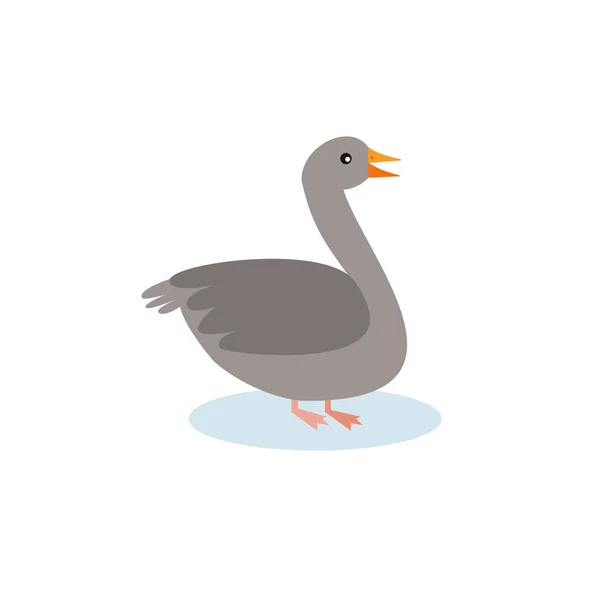 Gans Pictogram Platte Stijl Witte Achtergrond Eps — Stockvector