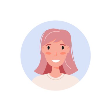 Avatar kadın. Düz tasarım insan karakterleri.