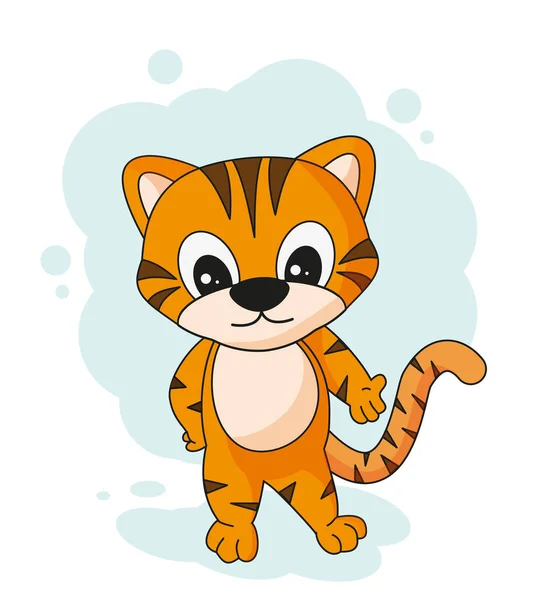 Cheerful Cartoon Tiger Vector Illustration Eps — Stock Vector