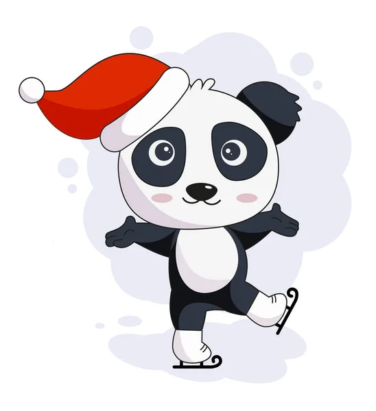 Cute Cartoon Panda Skating Vector Illustration Eps — Stock Vector