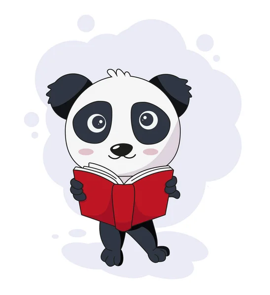 Cute Panda Reading Book Vector Illustration Eps — Stock Vector