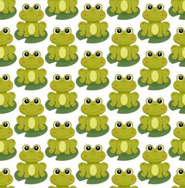 Kurbağa çizgi filminde kusursuz desenlerin vektör illüstrasyonu