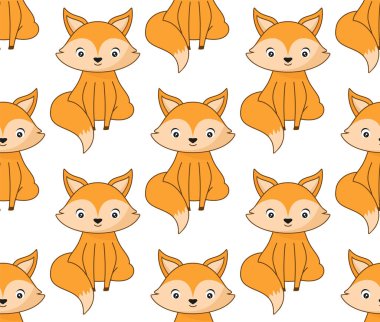 Fox çizgi film tarzında kusursuz desenlerin vektör illüstrasyonu