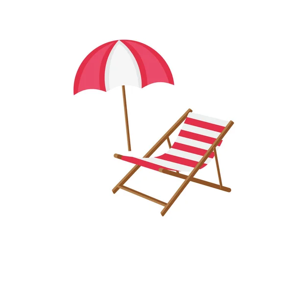 Umbrella Beach Chair Vector Cartoon Style Illustration Eps — Stock Vector