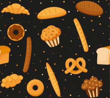 Fırın ürünleri çörekler ve ekmeksiz kalıp vektörü. EPS 10