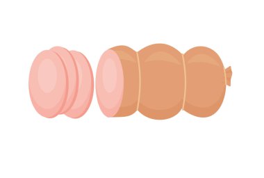 Beyaz arkaplan EPS 10 üzerinde izole edilmiş sığır eti, domuz eti, çizgi film tarzı gerçekçi vektör resimleme simgeleri