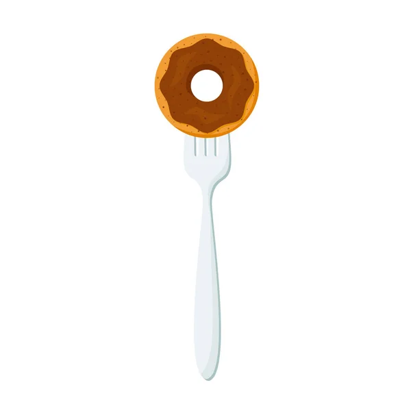 Donut Garfos Conceito Dieta Ilustração Vetorial Eps — Vetor de Stock