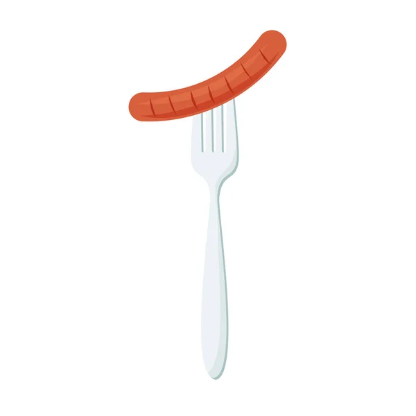 叉子上的香肠饮食概念 矢量图解 Eps — 图库矢量图片