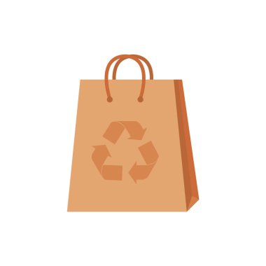 Eko boş torba Kraft kahverengi boş karton dikdörtgen beyaz arka planda izole. EPS 10