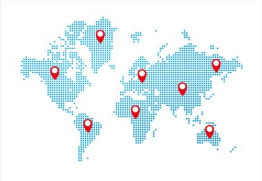 Nakliye, kart vektör çizimi. İşaretleyicili küresel dünya haritası Eps 10 ile dışa aktarma, içe aktarma