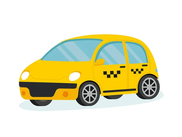 黄色のタクシー タクシーサービスのコンセプト 平面図ベクトル図Eps — ストックベクタ
