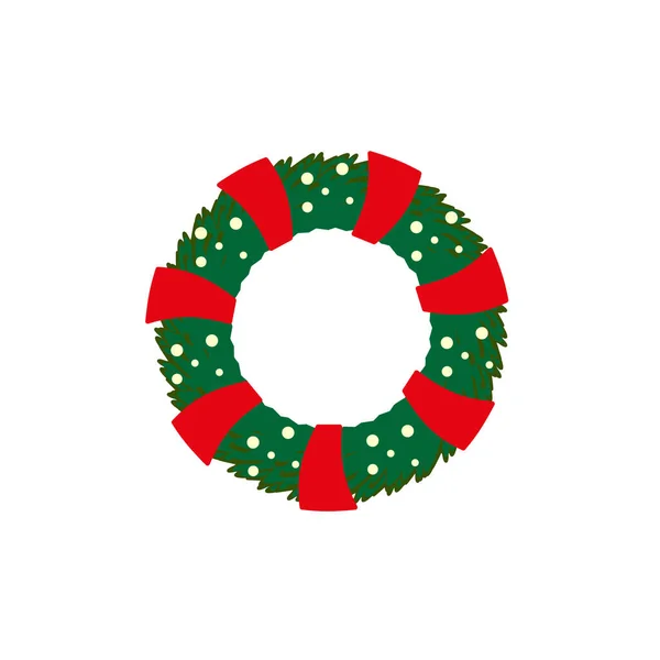 Isolierter Weihnachtskranz Auf Weißem Hintergrund Flach Eps — Stockvektor