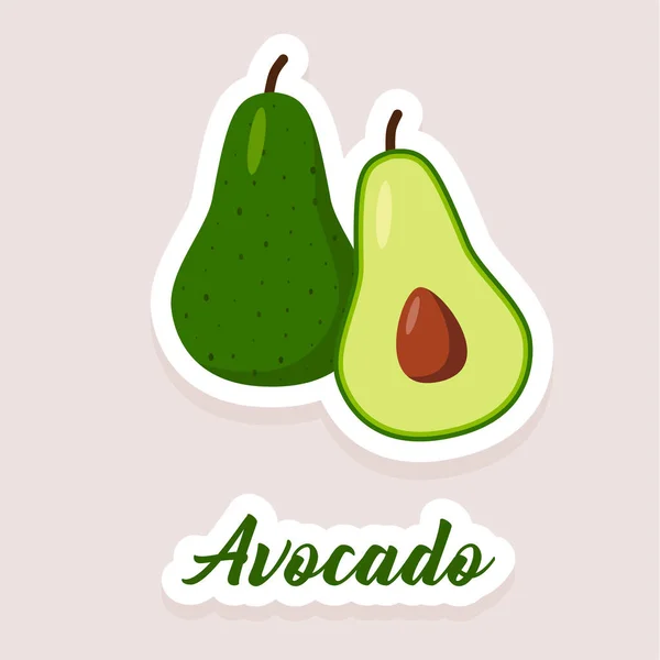 Tatlı Vektör Etiketleri Meyve Avokado Ikonları Düz Stil Eps — Stok Vektör