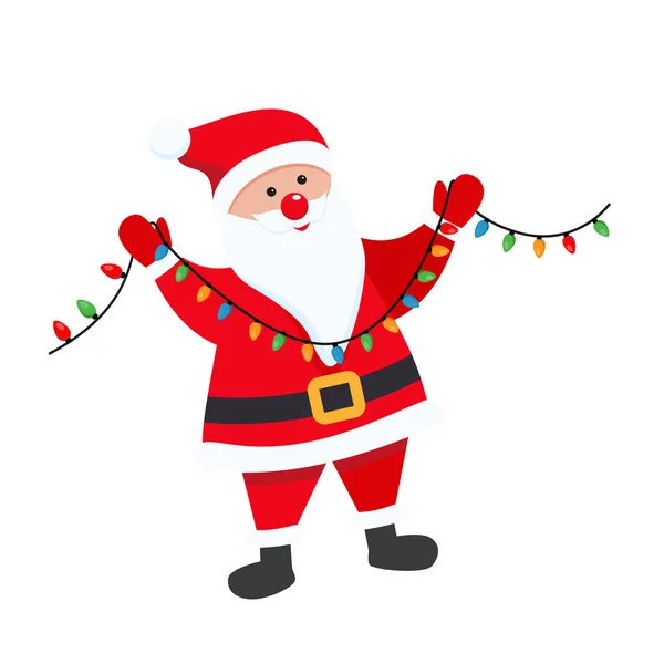 Διάνυσμα Εικονογράφηση Κινουμένων Σχεδίων Χαριτωμένο Santa Claus Χριστούγεννα Ευχετήρια Κάρτα — Διανυσματικό Αρχείο
