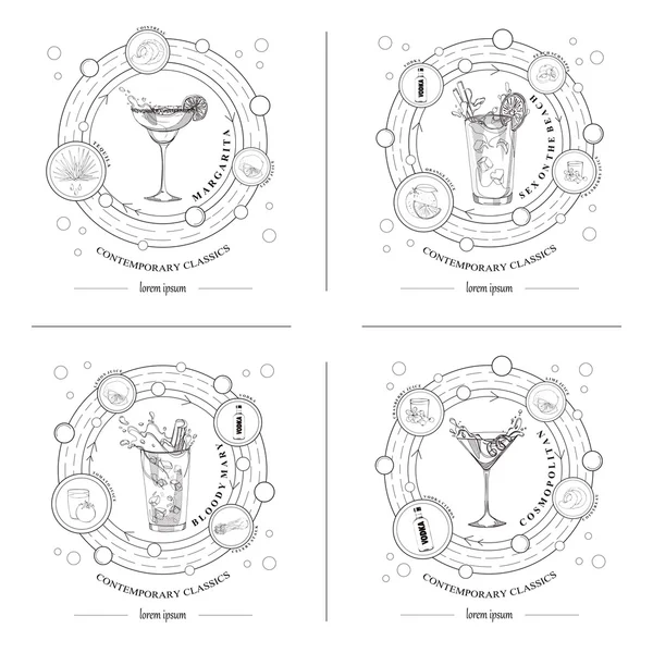 Kokteyl set version1 — Stok Vektör
