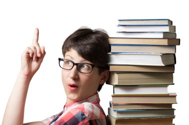 Ders kitapları ile kız