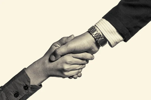 handshake of two persons b/w