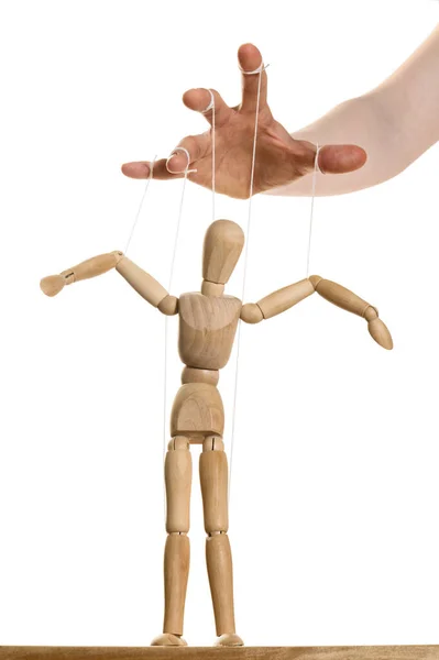 Conceito Controlo Marionete Mão Humana — Fotografia de Stock