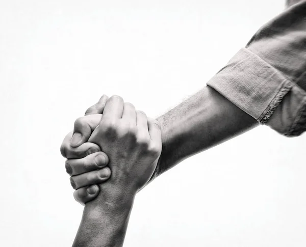 Human Hand Saving Another Human Black White Image Concept Salvation — Stock Photo, Image