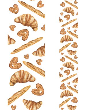 Hamur işleri desenli dikişsiz kenarlıklar suluboya kümesi